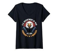 Womens U.S. Department of War Eagle Patriotic V-Neck T-Shirt
