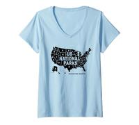 Womens U.S. National Parks Map Retro Adventure Awaits V-Neck T-Shirt