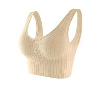 Women's U-Shaped Beauty Strap Bra with Wide Supportive Shoulder Design and Detachable Chest Pads for Comfortable All-Day Wear (Yellow, One Size)