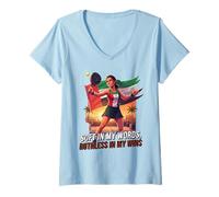 Womens UAE Women Padel Hero Artwork Soft in My Words Ruthless Wins V-Neck T-Shirt