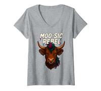 Womens Udderly Anarchic Moo-sic Punk Rock Cow V-Neck T-Shirt