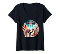 Womens UFO And Camel In Jordan At Petra V-Neck T-Shirt