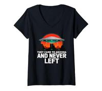 Women's UFO Arizona Desert Abduction Sunset V-Neck T-Shirt
