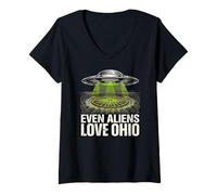 Women's UFO Crop Circle Ohio Abduction V-Neck T-Shirt