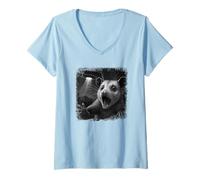 Womens UFO Distressed Oppossum Selfie with Funny Alien Saying Pun V-Neck T-Shirt