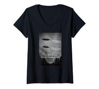 Women's UFO Release The Files Funny Alien Disclosure V-Neck T-Shirt