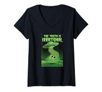 Women's UFO The Truth is Irrational Cow Abduction 3.14 Pi Day 2026 V-Neck T-Shirt