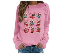 Women's Ugly Christmas Jumper with Dog Print Dachshund Christmas Sweatshirt Baggy Casual Sweatshirts Christmas Pullover Fluffy Sweaters Trendy for Women's Christmas Gift, Pink, M