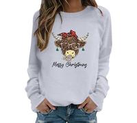 Womens Ugly Christmas Sweatshirts, Ladies Long Sleeve Crew Neck Funny Cute Print Pullover Holiday Sweaters Warm Soft Winter Xmas Shirts, Christmas Sweatshirts for Women, Lightweight Fall Clothes