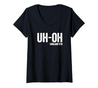 Womens Uh-Oh England 1776 Funny 4th Of July V-Neck T-Shirt