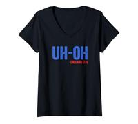 Womens Uh-Oh England 1776 Funny 4th Of July V-Neck T-Shirt