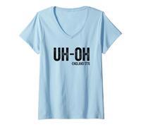 Womens Uh-Oh England 1776 Funny 4th Of July V-Neck T-Shirt