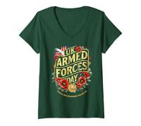 Womens UK Armed Forces Day D-Day Normandy Beach Landing V-Neck T-Shirt