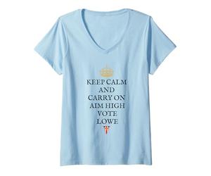 Women's UK British Pride Britain Patriots United Kingdom Keep Calm V-Neck T-Shirt
