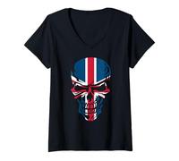 Womens UK Flag United Kingdom London England Britain Union Jack V-Neck T-Shirt