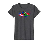 Womens UK South Africa Flag T Shirt Heart British South African T-Shirt