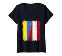 Womens Ukraine Austria Half Flag Ukrainian Austrian Heritage V-Neck T-Shirt