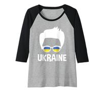 Womens Ukraine Boy Silhouette Patriotic Ukrainian Pride Raglan Baseball Tee