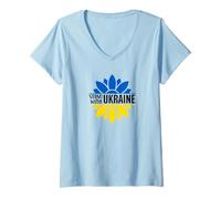 Womens Ukraine Sunflower V-Neck T-Shirt