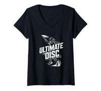 Womens Ultimate Disc Player Flying Frisbee Layout V-Neck T-Shirt