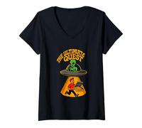 Women's Ultimate Quest Alien Pizza V-Neck T-Shirt