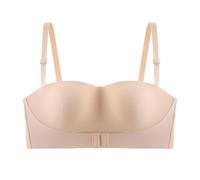 Women's Ultimate Strapless Bra Bandeau Seamless Multiway Non-Wired Padded Breathconvertible Bras Crop Everyday Beige
