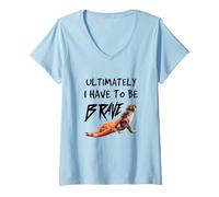 Women's Ultimately I Have to Be Brave Cute Baby Monkey Punch Saying V-Neck T-Shirt