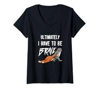 Women's Ultimately I Have to Be Brave, Cute Baby Monkey Punch Saying V-Neck T-Shirt