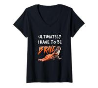 Women's Ultimately I Have to Be Brave Saying Cute Baby Monkey Punch V-Neck T-Shirt