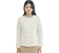 Womens Ultra Light Packable Down Jacket Lightweight Puffer Down Jacket Women Wint Warm Short Outerwear Ladies Quilted Down Jacket Women Button Collarless Quilted Jacket White
