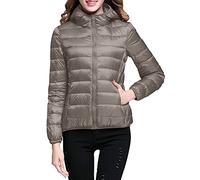 Women's Ultra Light Packable Puffer Insulated Coats Thick Warm Slim Down Jacket with Hood and Pockets Women Warm Waterproof Lightweight Windproof Winter Coat (with Hood and without Hood), A1 khaki, S