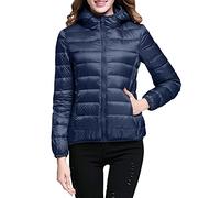 Women's Ultra Light Packable Puffer Insulated Coats Thick Warm Slim Down Jacket with Hood and Pockets Women Warm Waterproof Lightweight Windproof Winter Coat (with Hood and without Hood), A1 marine, L