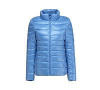 Women's Ultra Light Weight Packable Coat Solid Color Mock Neck Puffer Jacket Stand Collar Quilted Cropped Outwear (Blue,M)