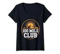 Womens Ultra Marathon 100 Mile Club V-Neck T-Shirt