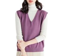 Women's Ultra-Soft V-Neck Knit Vest,Sweater Tank Tops For Women,Fall V Neck Sweater Sleeveless Knit Vest,Ribbed Knit Casual Pullover Top (Purple,M)