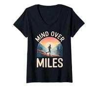 Womens Ultramarathon Mind Over Miles Ultra Marathon V-Neck T-Shirt