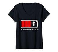 Women's Ultramarathon Runner, Endurance Visualization Finish-Line V-Neck T-Shirt