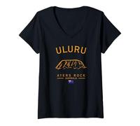 Womens Uluru Ayers Rock Australia Aboriginal Australian Flag V-Neck T-Shirt