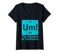 Women's Um The Element of Confusion Funny Periodic Table Chemistry V-Neck T-Shirt