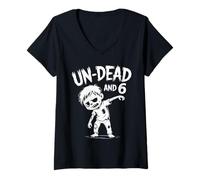 Womens Un-Dead and 6 Zombie Birthday Fun V-Neck T-Shirt