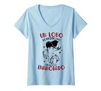 Womens Un lobo domesticado Cute Spanish San Valentin V-Neck T-Shirt