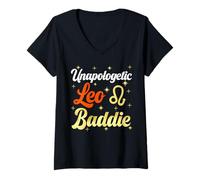 Womens Unapologetic Leo Baddie Leo Goddess Its Leo Season Birthday V-Neck T-Shirt