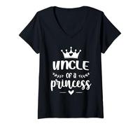Womens Uncle Of A Princess Father's Day Vintage Christmas Xmas V-Neck T-Shirt