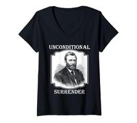 Women's Unconditional Surrender Civil War General History Portrait V-Neck T-Shirt