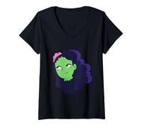 Womens Undead Halloween Zombie Woman Monster Bride Cadaver Brains V-Neck T-Shirt