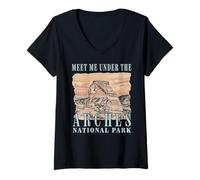 Women's Under The Arches Hiking Camping Utah Arches National Park V-Neck T-Shirt