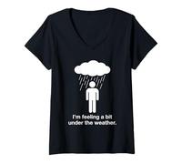 Women's Under The Weather Pun Funny Sarcastic Rain Cloud Dad Joke V-Neck T-Shirt