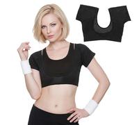 Women's Underarm Sweat Vest - Breathable Mesh Armpit Sweat Shields - Washable Reusable -Proof Underwear for Hyperhidrosis & Clothing Protection - Black Large
