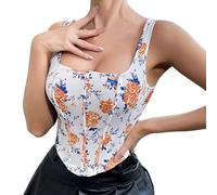 Womens Underbust Cincher Waist Trainer Corset Embroidery Bodysuit Chest Support Body Shaping Bridal Wedding Style Renaissance Square Neck Party Tops