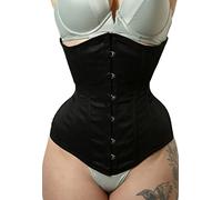 Women's Underbust Waist Trainer Corset Steel Boned Heavy Duty Twill Cotton Corset, Black, XS